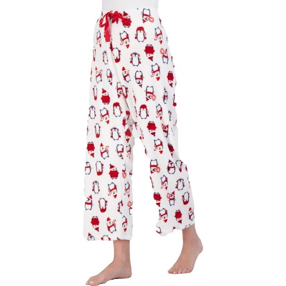 NWOT NYC Underground Women's Penguin Printed Plush Straight Leg Lounge Pants - Picture 2 of 7